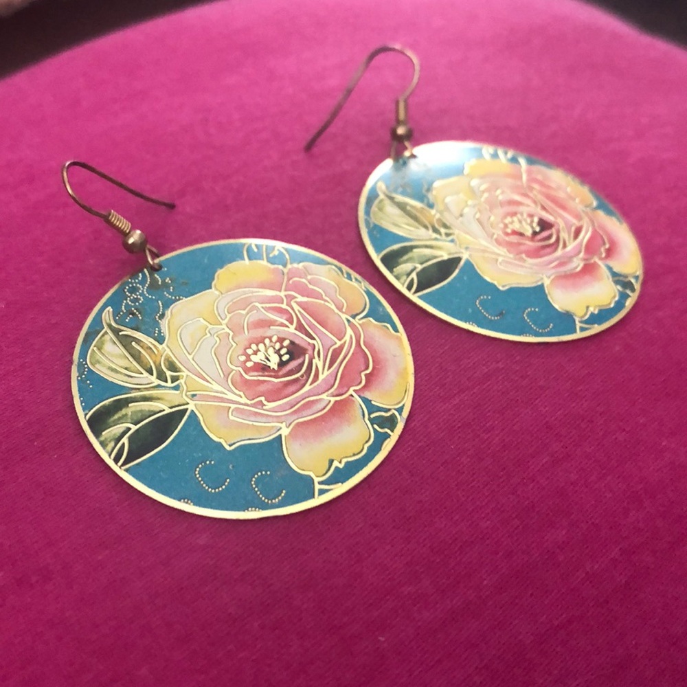 Gold Floral statement earrings
